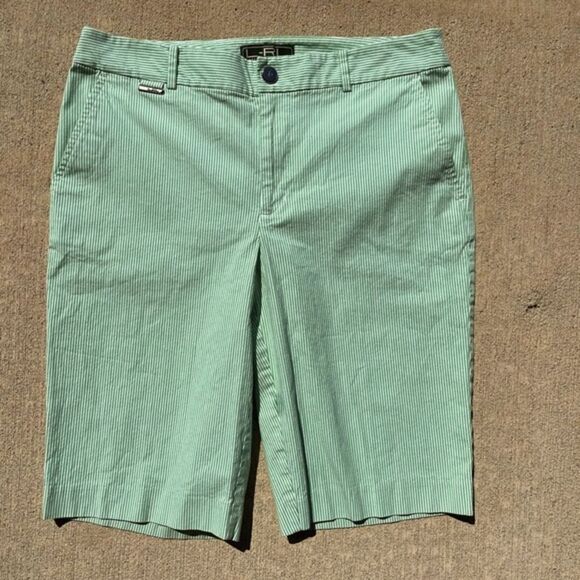 Ralph Lauren Pants - L-RL RALPH LAUREN GREEN AND WHITE STRIPE SHORTS WOMENS SIZE 6